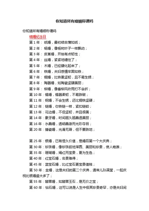 你知道所有婚姻称谓吗