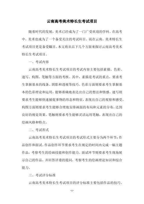 云南高考美术特长生考试项目