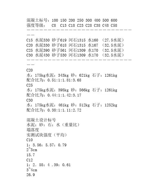 混凝土配合比手册