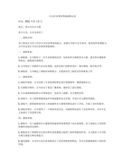 火灾应急事故预案演练记录