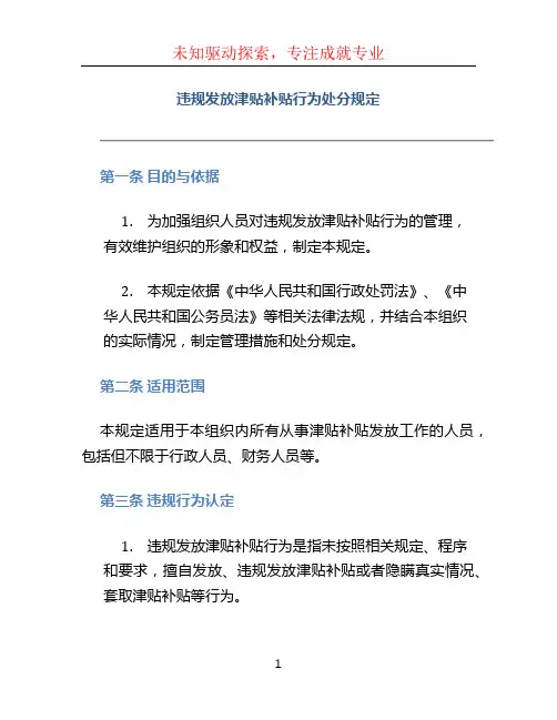 《违规发放津贴补贴行为处分规定》