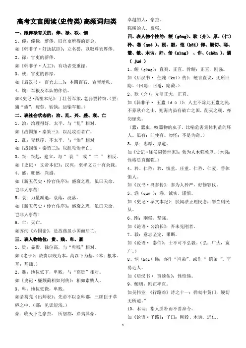 2018高考文言文高频词