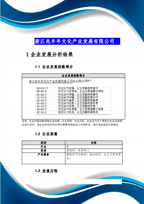 浙江兆丰年文化产业发展有限公司介绍企业发展分析报告