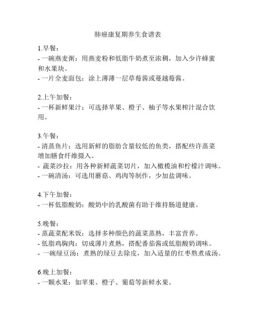 肺癌康复期养生食谱表