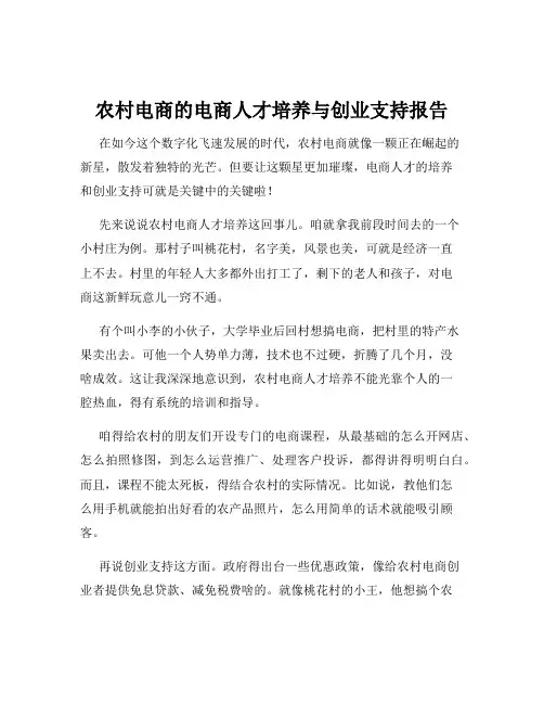 农村电商的电商人才培养与创业支持报告