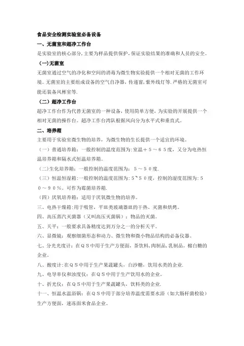 食品安全检测实验室必备设备