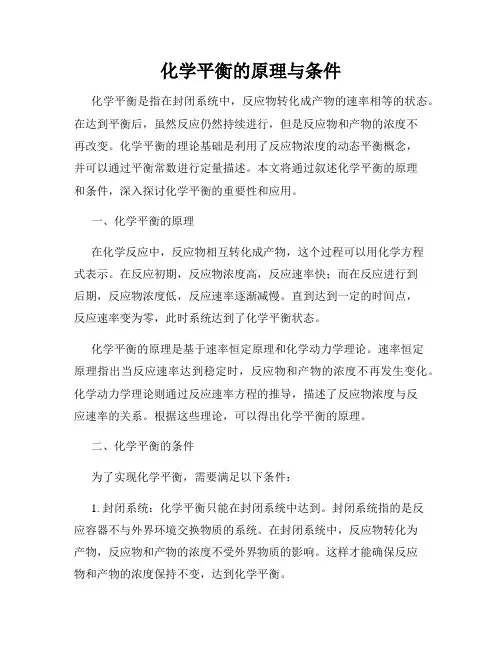 化学平衡的原理与条件