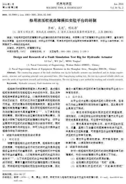 船用液压舵机故障模拟实验平台的研制