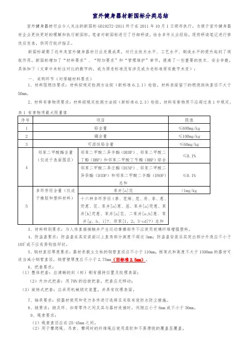 室外健身器材新国标分类总结