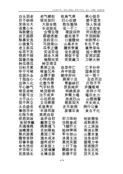 [VIP专享]成语接龙1000条白日依山尽
