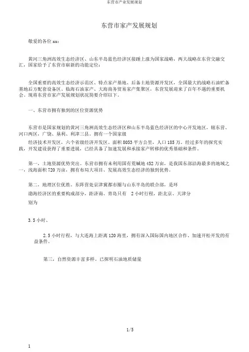 东营市产业发展规划