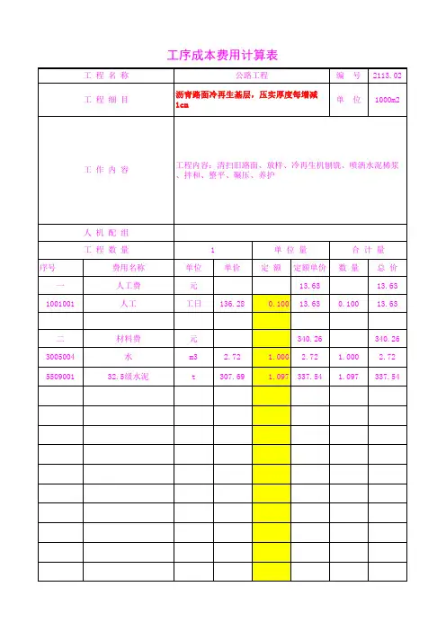 2113.02沥青路面冷再生基层,压实厚度每增减1cm