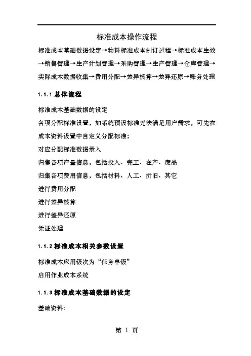 标准成本操作流程
