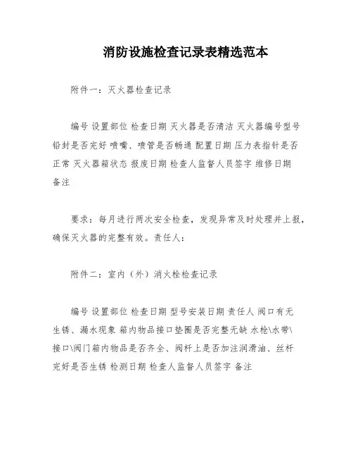 消防设施检查记录表精选范本