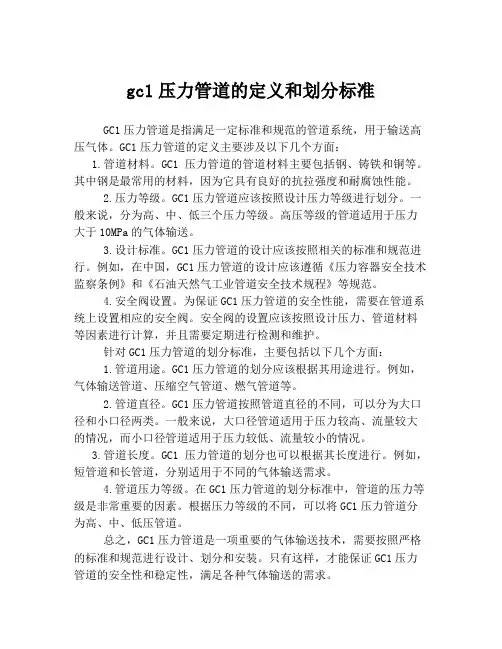 gc1压力管道的定义和划分标准