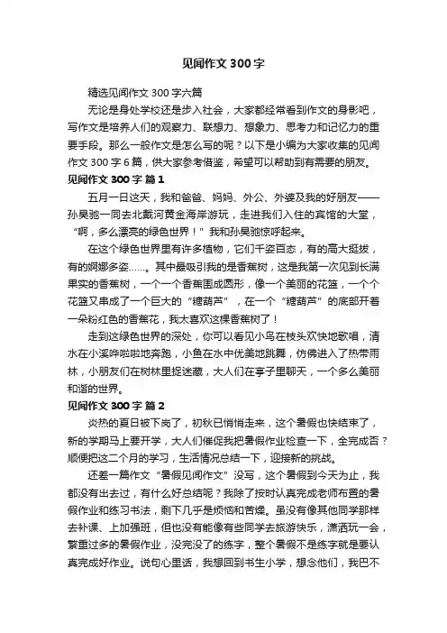 精选见闻作文300字六篇