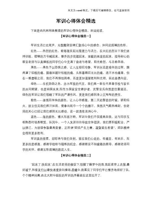 2018年军训心得体会范文模板体会学习参考模板范文精选