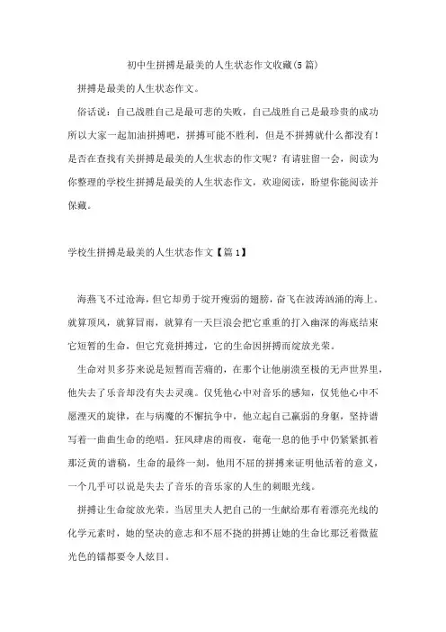 初中生拼搏是最美的人生状态作文收藏(5篇)