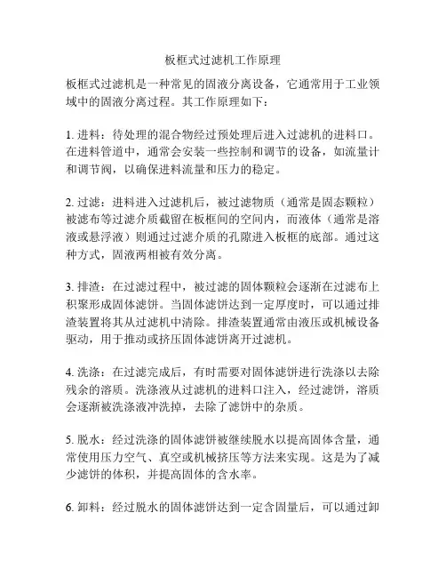 板框式过滤机工作原理