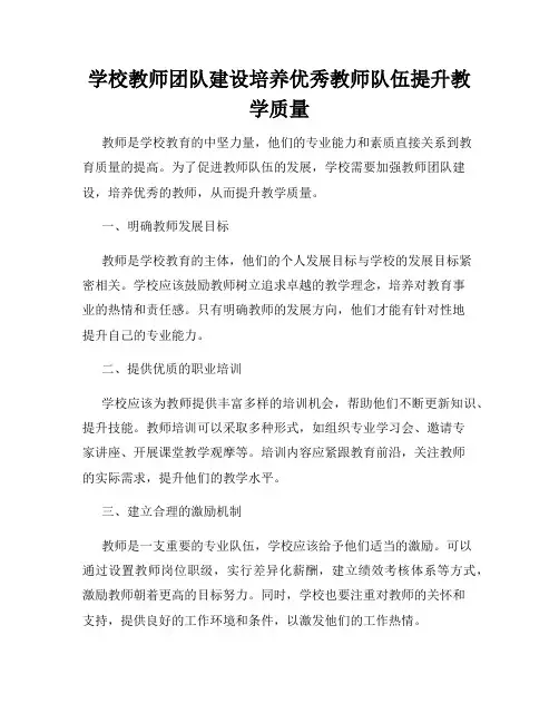 学校教师团队建设培养优秀教师队伍提升教学质量