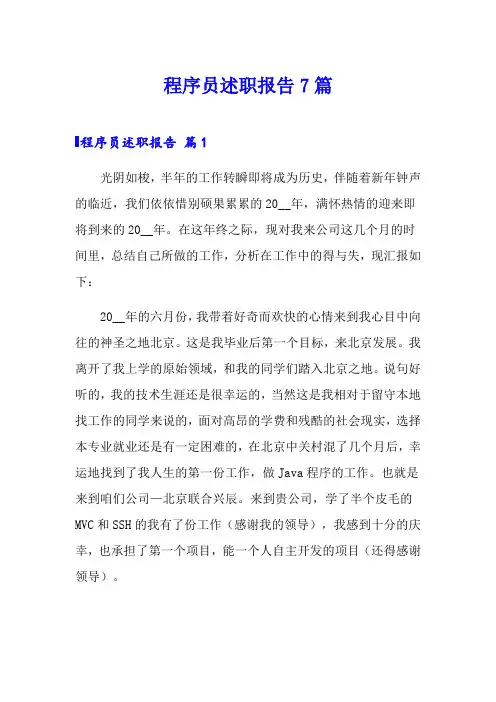 程序员述职报告7篇