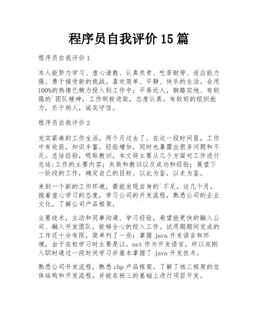 程序员自我评价15篇