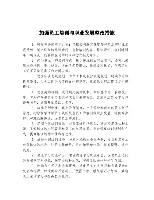 加强员工培训与职业发展整改措施