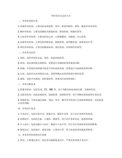外科知识点总结大全