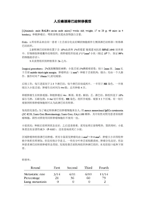 肿瘤正位小鼠模型建立