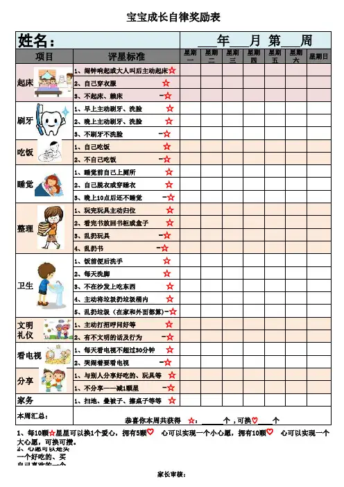 儿童成长自律表