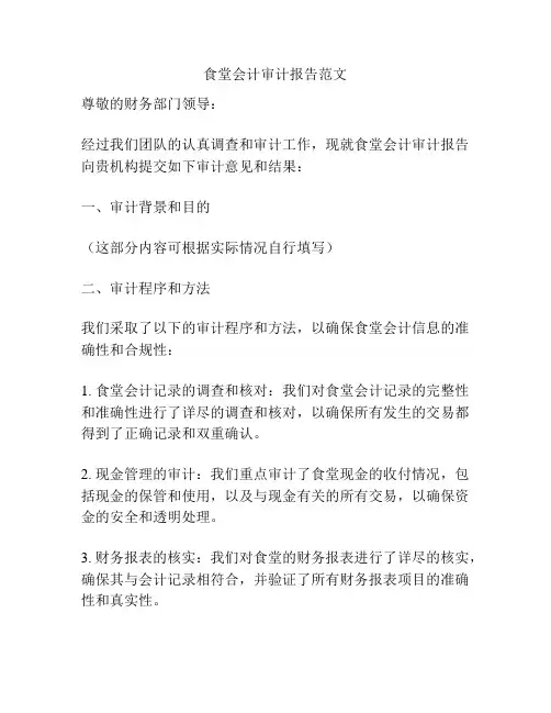 食堂会计审计报告范文