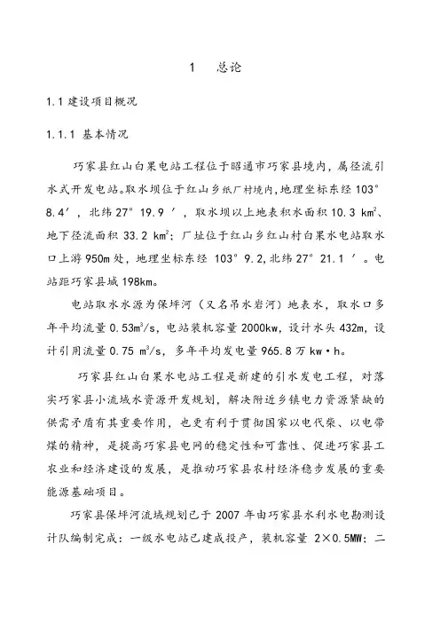 水电站工程水资源论证报告书