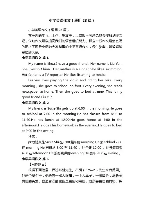 小学英语作文（通用23篇）