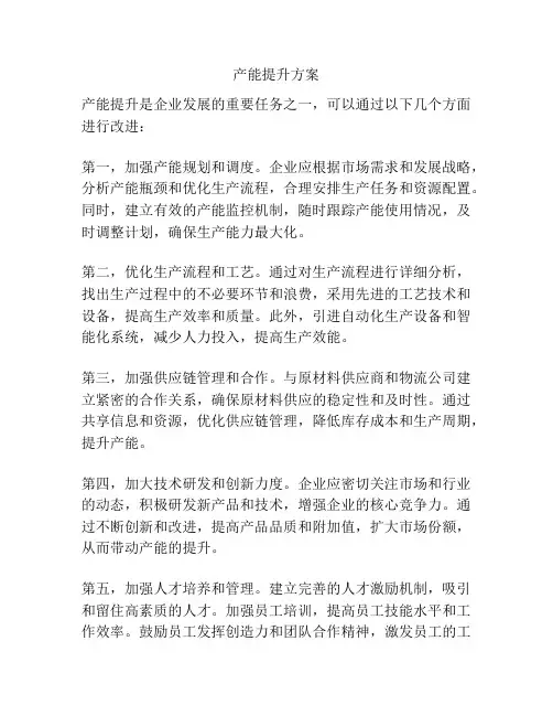 产能提升方案