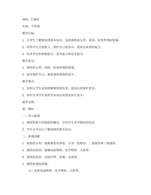 儿童烧伤授课教案模板范文