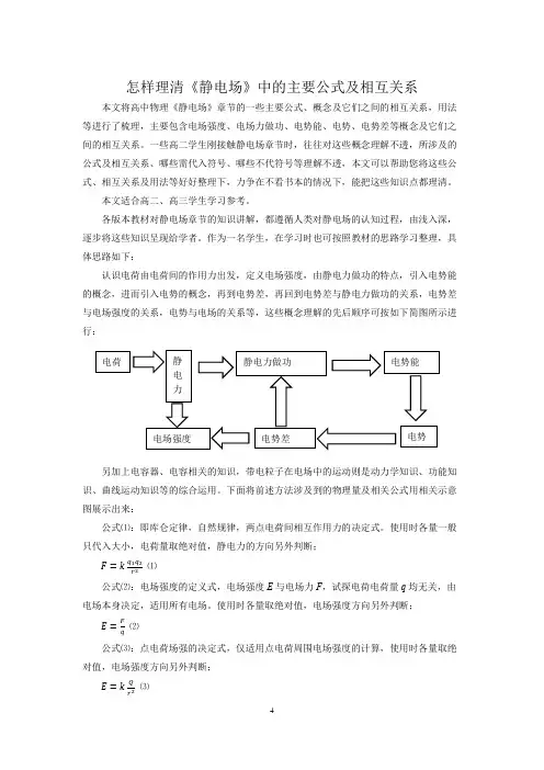 怎样理清《静电场》中的主要公式及相互关系