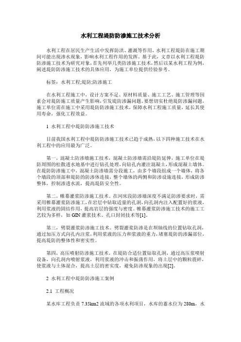 水利工程堤防防渗施工技术分析