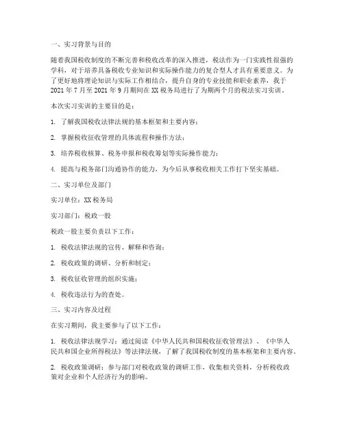 税法实习实训报告