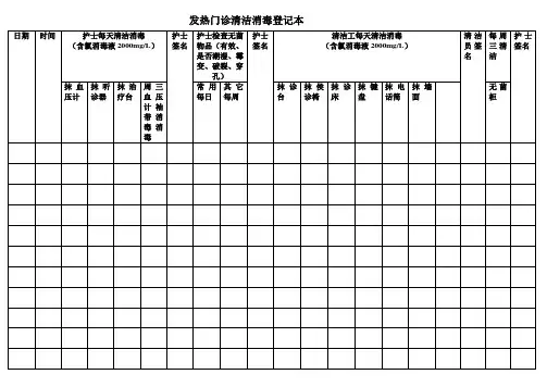 XX发热门诊清洁消毒登记本