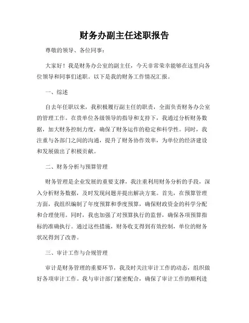 财务办副主任述职报告