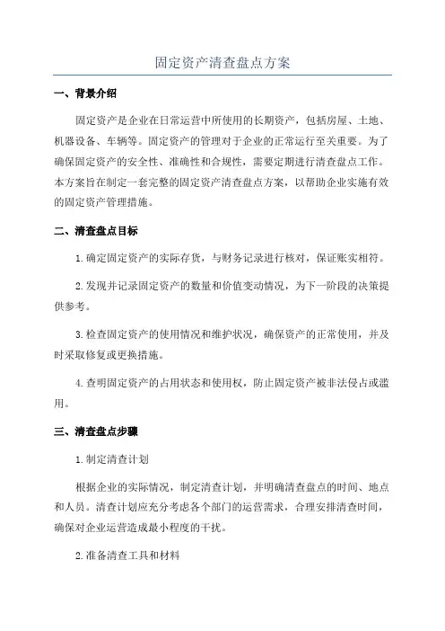 固定资产清查盘点方案