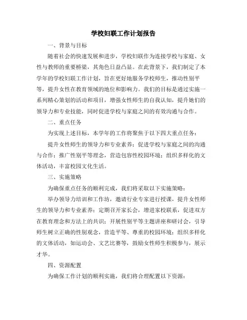 学校妇联工作计划报告