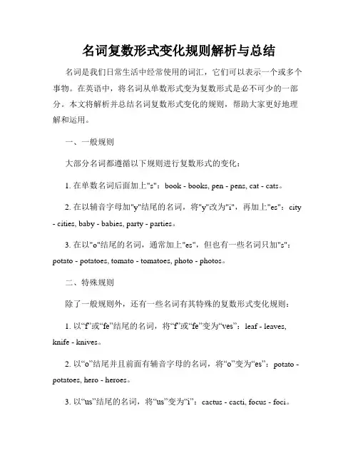 名词复数形式变化规则解析与总结