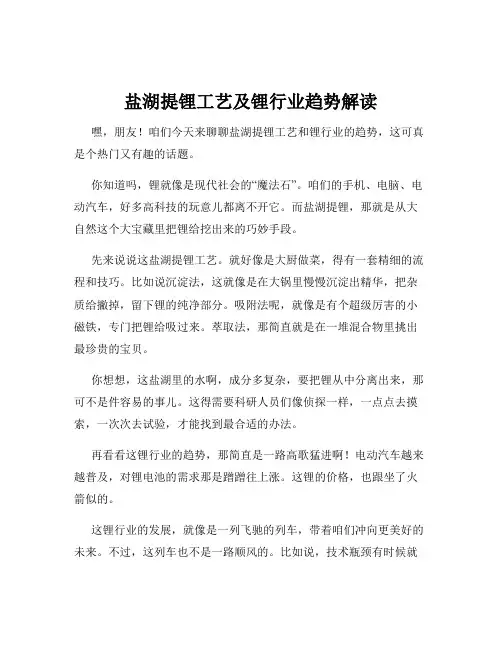 盐湖提锂工艺及锂行业趋势解读