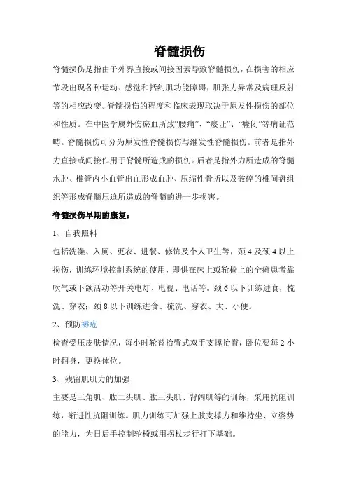 脊髓损伤患者的健康教育