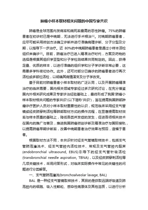 肺癌小样本取材相关问题的中国专家共识