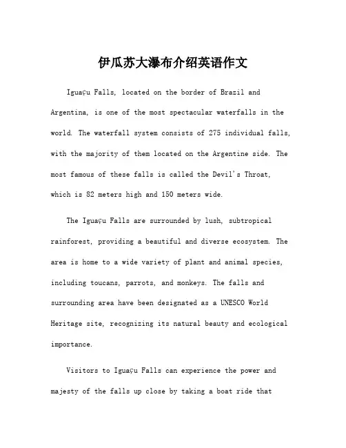 伊瓜苏大瀑布介绍英语作文