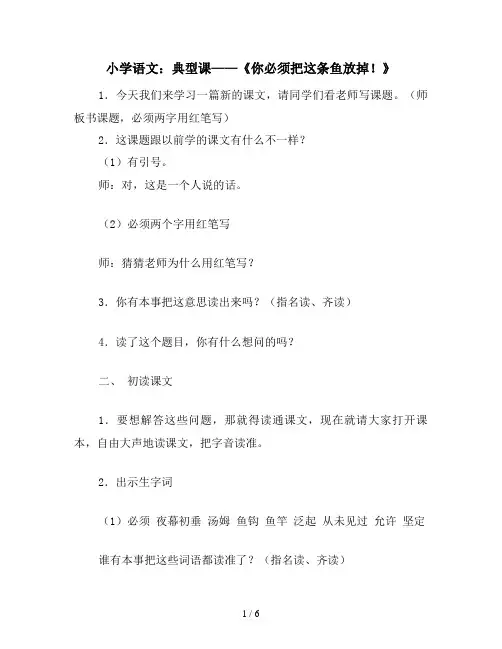 小学语文：典型课——《你必须把这条鱼放掉!》