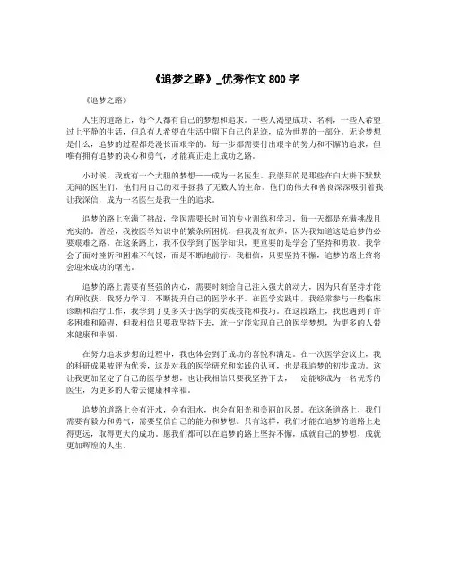 《追梦之路》_优秀作文800字