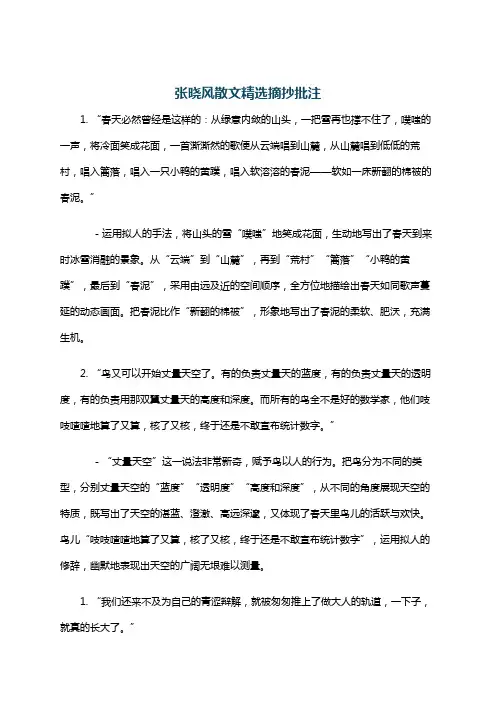 张晓风散文精选摘抄批注